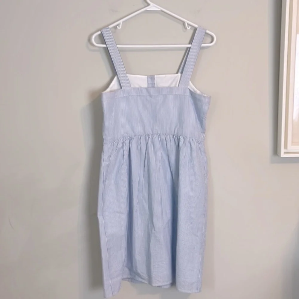 J.‎ crew blue and white striped Button up sleeveless dress